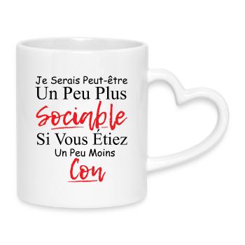 Maybe I'd be a little more sociable, asocial - Mug with Heart-Shaped Handle - white - Right