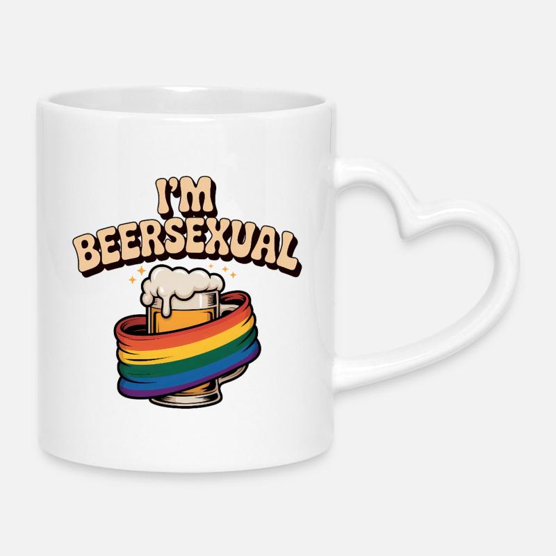 Je suis beersexual - Logo de Cool Beer - Mug avec anse en forme de cœur - blanc