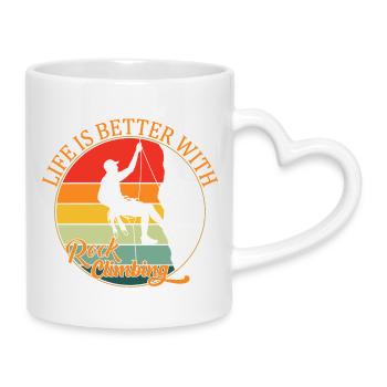 Life is Better with Rock Climbing - Mug with Heart-Shaped Handle - white - Right