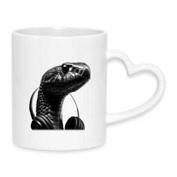 Schwarze Mamba Schlange mit Kopfhörern – Dark Art - Mug with Heart-Shaped Handle - white - Right