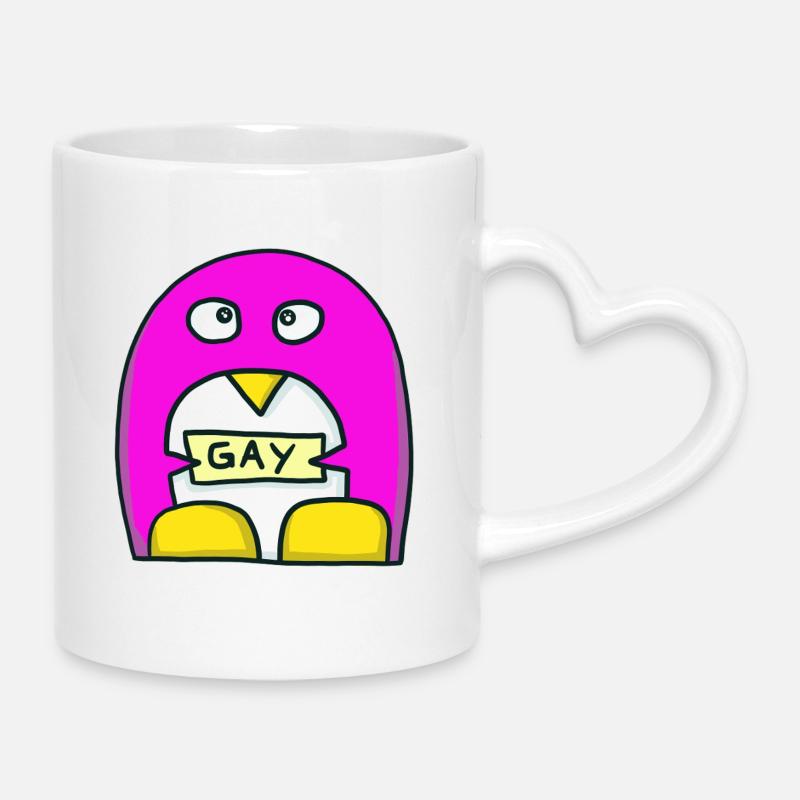 gay - Mug with Heart-Shaped Handle - white