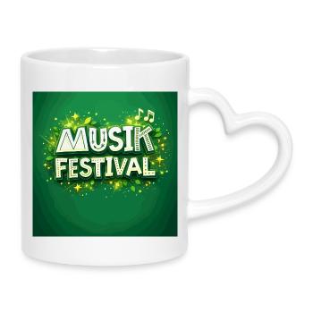 Grünes Musikfestival Motiv - Tasse mit Herzhenkel - Weiß - Rechts