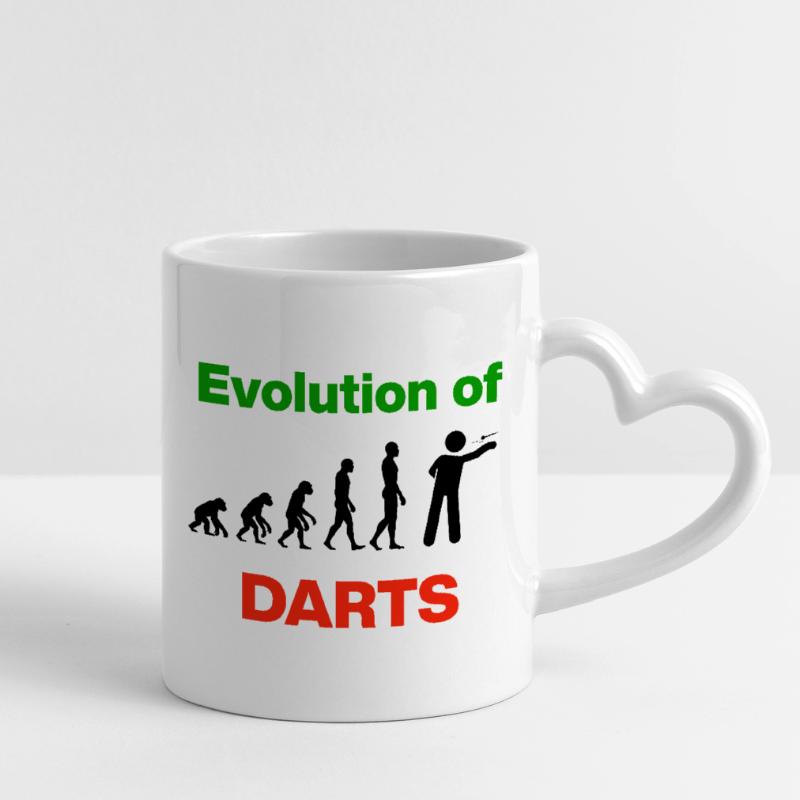 Évolution des fléchettes, création de la perfetion, 180 Mug avec anse en forme de cœur