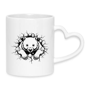 Wombat Wanddurchbruch Niedliches Wildtier Design - Tasse mit Herzhenkel - Weiß - Rechts