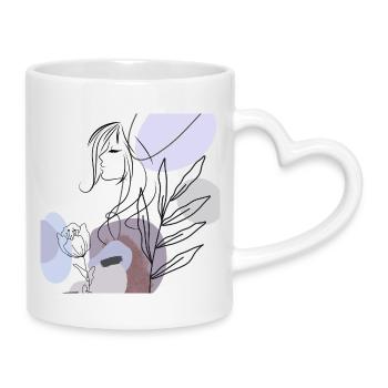Abstrakte Silhouette mit Pastellformen - Tasse mit Herzhenkel - Weiß - Rechts