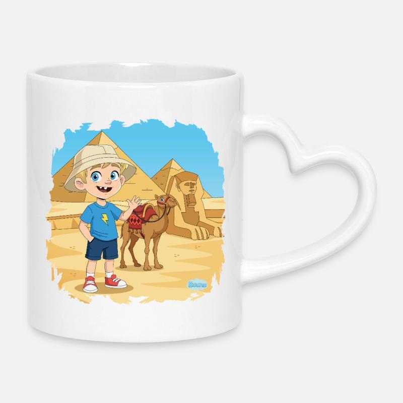 Bouno in Egypt - Adventure at the Pyramids - Mug with Heart-Shaped Handle - white