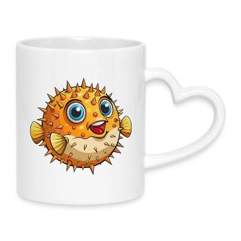 Kugelfisch - Tasse mit Herzhenkel - Weiß - Rechts