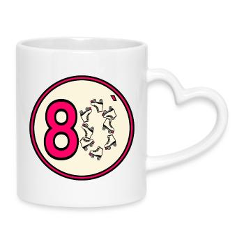 Eighties 80s Roller Skates - Mug with Heart-Shaped Handle - white - Right