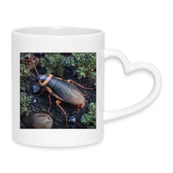 Waldschabe im Detail – Realistisches Insekt Makro - Tasse mit Herzhenkel - Weiß - Rechts