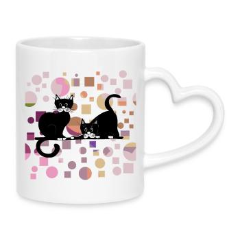 Chats - Mug avec anse en forme de cœur - blanc - Droite