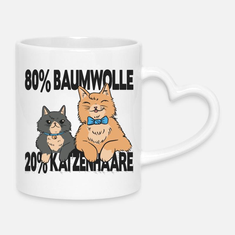 Katze Katzenhalter Katzen Spruch Geschenk  - Tasse mit Herzhenkel - Weiß