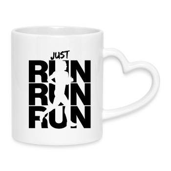 JUSTE COURIR COURIR, COURIR, INTENTION, AJUSTER - Mug avec anse en forme de cœur - blanc - Droite