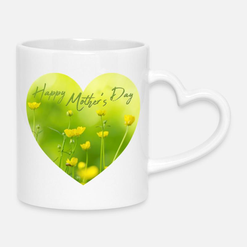 Herz mit Blumen zum Muttertag Geschenk Muttertag - Tasse mit Herzhenkel - Weiß