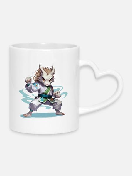 Kampfhamster im Gi - Tasse mit Herzhenkel - Weiß
