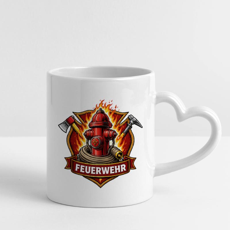 Fire Brigade Fire Hydrant Emblem Mug with Heart-Shaped Handle