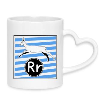 R wie Reh - Tasse mit Herzhenkel - Weiß - Rechts
