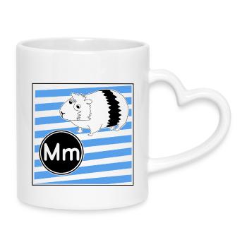 M pour cochon d’Inde - Mug avec anse en forme de cœur - blanc - Droite