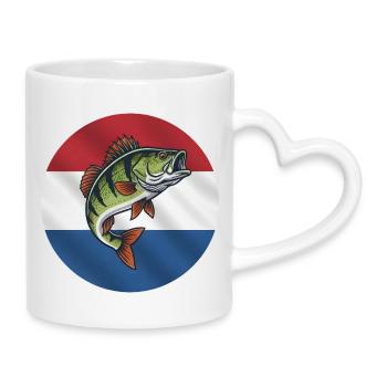 Pêche à la perche aux Pays-Bas - Mug avec anse en forme de cœur - blanc - Droite