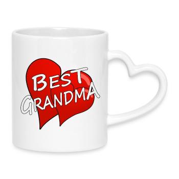 best Grandma - Mug with Heart-Shaped Handle - white - Right