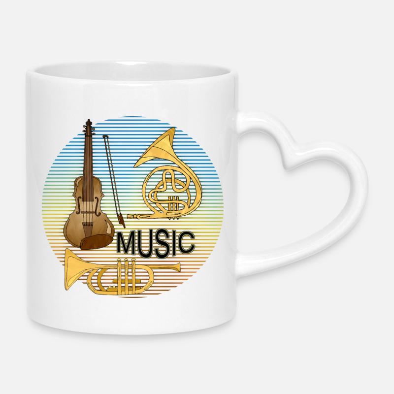 Musikinstrumente - Tasse mit Herzhenkel - Weiß