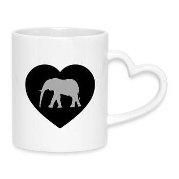Éléphant - Mug avec anse en forme de cœur - blanc - Droite