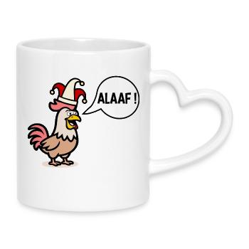 Alaaf Hühner - Karnevalsmütze - Tasse mit Herzhenkel - Weiß - Rechts