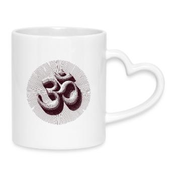 Vintage Om Symbol Gravur Style Braun - Tasse mit Herzhenkel - Weiß - Rechts