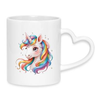 Regenbogen Einhorn - Cute Rainbow Unicorn - Mug with Heart-Shaped Handle - white - Right