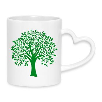 Grüne Jumbo-Baum-Print-Silhouette - Tasse mit Herzhenkel - Weiß - Rechts