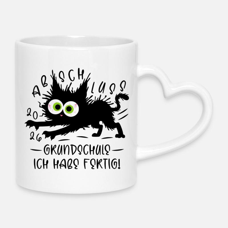 Graduation 2026 Elementary School I've Finished Cat - Mug with Heart-Shaped Handle - white
