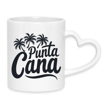 Vacances caribéennes à Punta Cana avec palmiers - Mug avec anse en forme de cœur - blanc - Droite
