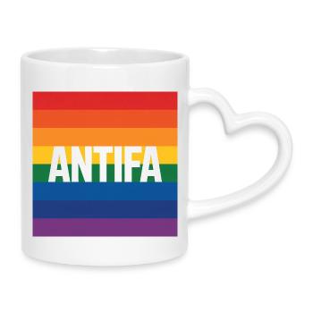 Antifa - Antifascist Merch - Mug with Heart-Shaped Handle - white - Right