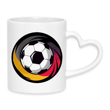 Soccer Black Red Yellow Spiral Soccer Ball - Mug with Heart-Shaped Handle - white - Right