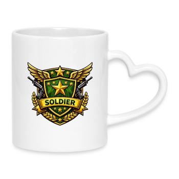 Bouclier de soldat avec étoiles et ailes - Mug avec anse en forme de cœur - blanc - Droite