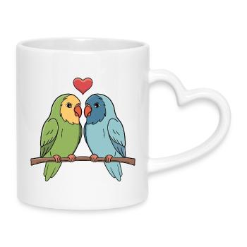 Bezaubernde Turteltauben paaren sich mit Herz - Tasse mit Herzhenkel - Weiß - Rechts
