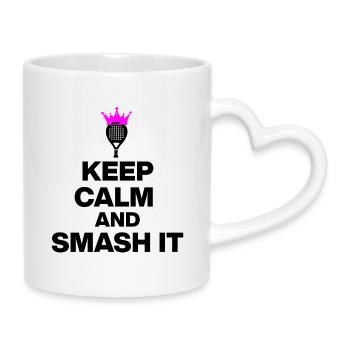 RESTE CALME ET DÉFONCE, PUISSANCE PADEL, CADEAU ROSE - Mug avec anse en forme de cœur - blanc - Droite