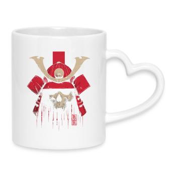 Crimson Samurai Skull - Mug with Heart-Shaped Handle - white - Right