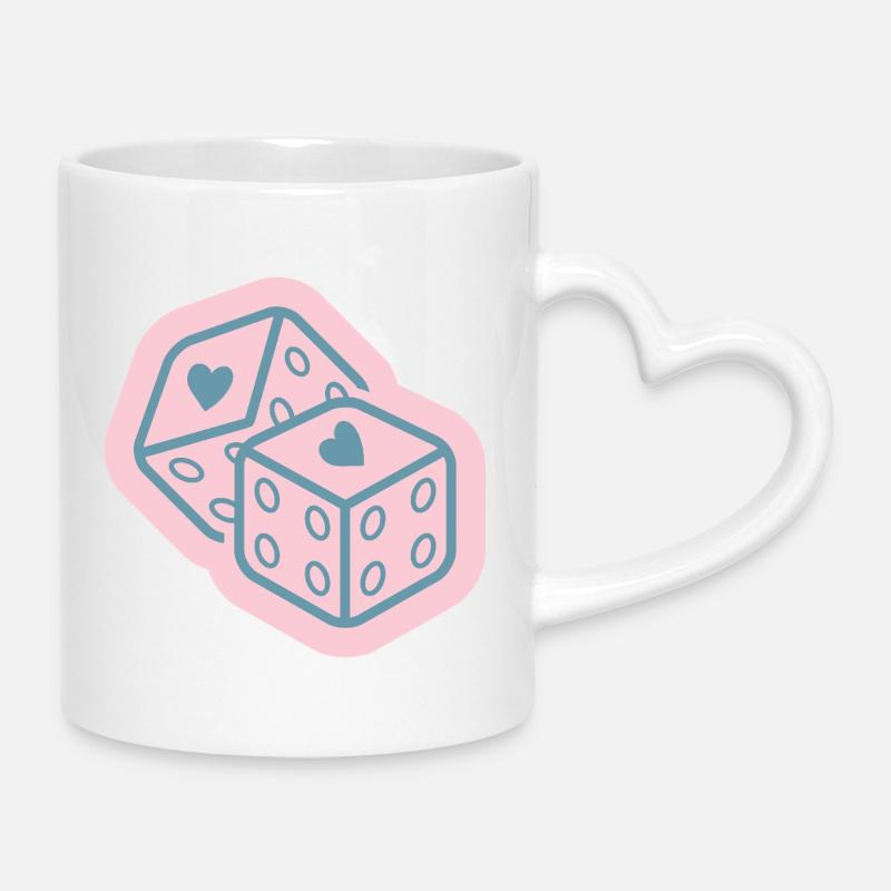 Cube de cœur en rose pastel - Mug avec anse en forme de cœur - blanc