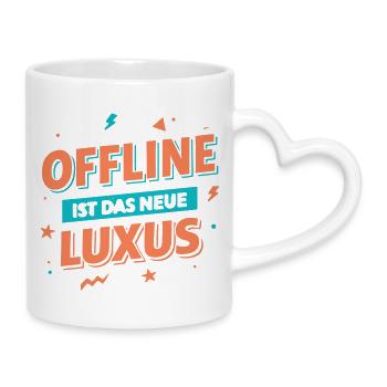 Offline ist das neue Luxus - Tasse mit Herzhenkel - Weiß - Rechts