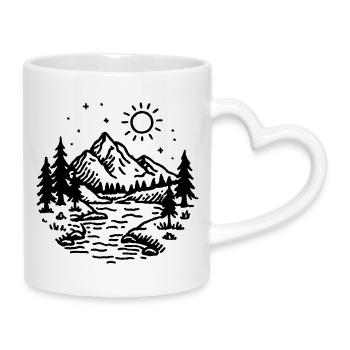 Mountains Landscape Forest - Mug with Heart-Shaped Handle - white - Right