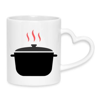 Kochtopf Dampf Kochen - Tasse mit Herzhenkel - Weiß - Rechts
