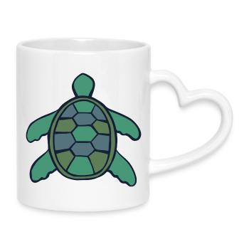 Geometrische Muschelschildkröte - Tasse mit Herzhenkel - Weiß - Rechts