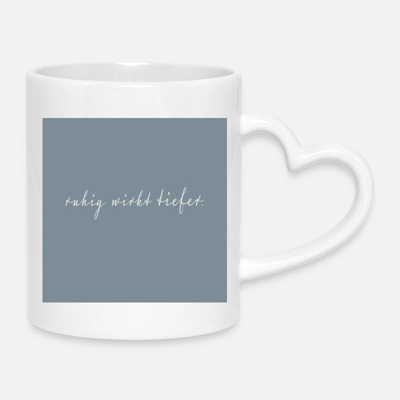 Affiche typographie « Calm Looks » - Mug avec anse en forme de cœur - blanc