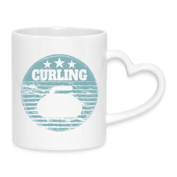 Curling Stone Winter Sports Vintage Retro Style - Mug with Heart-Shaped Handle - white - Right
