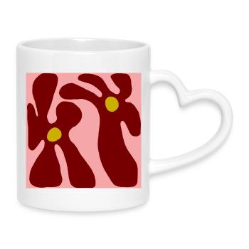Rote Blumen Minimalistisches Design - Tasse mit Herzhenkel - Weiß - Rechts