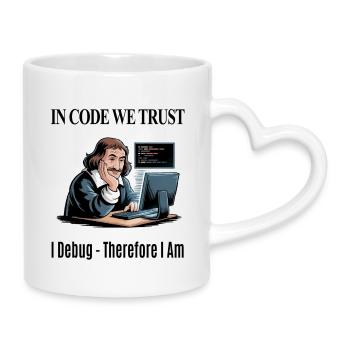 Descartes au clavier - pour fond blanc - Mug avec anse en forme de cœur - blanc - Droite