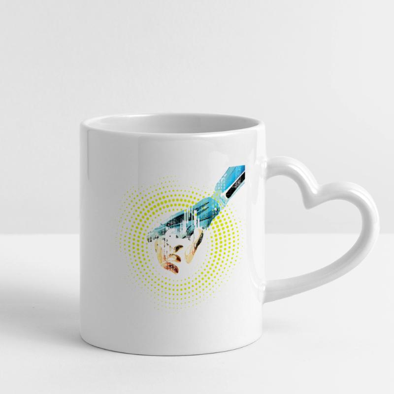 ordinateur main robot IA code cyborg numérique pc Mug avec anse en forme de cœur