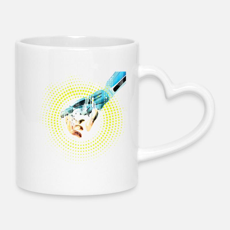 computer hand robot AI digital cyborg code pc - Mug with Heart-Shaped Handle - white