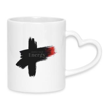 Protect Your Energy - Mindfulness Design - Mug with Heart-Shaped Handle - white - Right