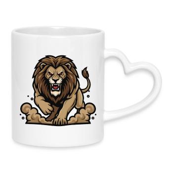 Lion Alpha Charge Lion Power Mascot - Mug with Heart-Shaped Handle - white - Right